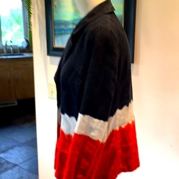 Michael Kors 100% Linen tie dye Tangerine Black Cream Jacket 8 - Picture 2 of 5